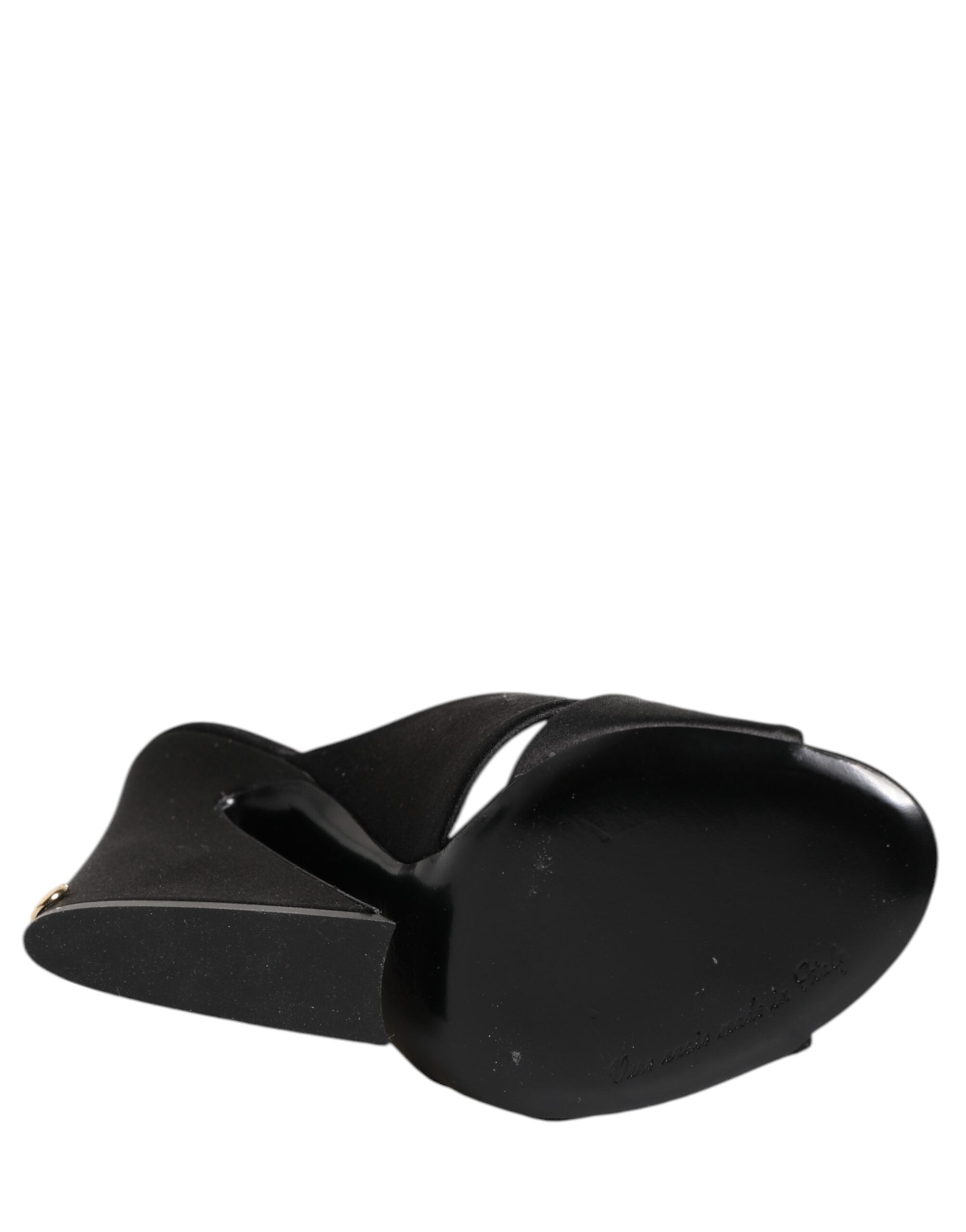Dolce & Gabbana Black Logo KEIRA Satin Slides Sandals Shoes