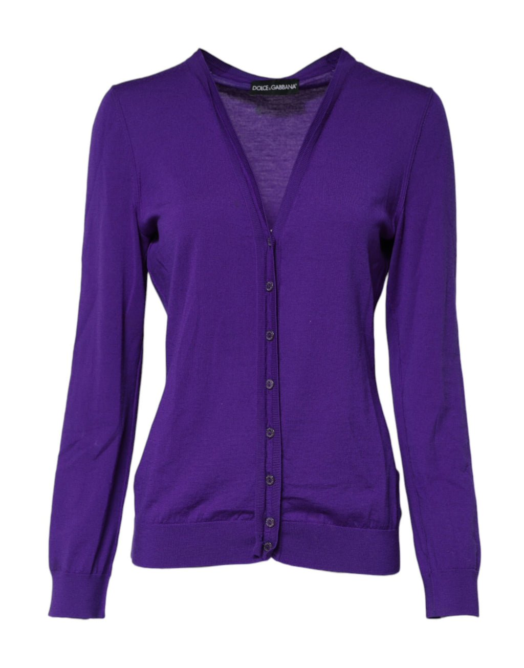 Dolce & Gabbana Purple Wool Knit V-neck Cardigan Sweater