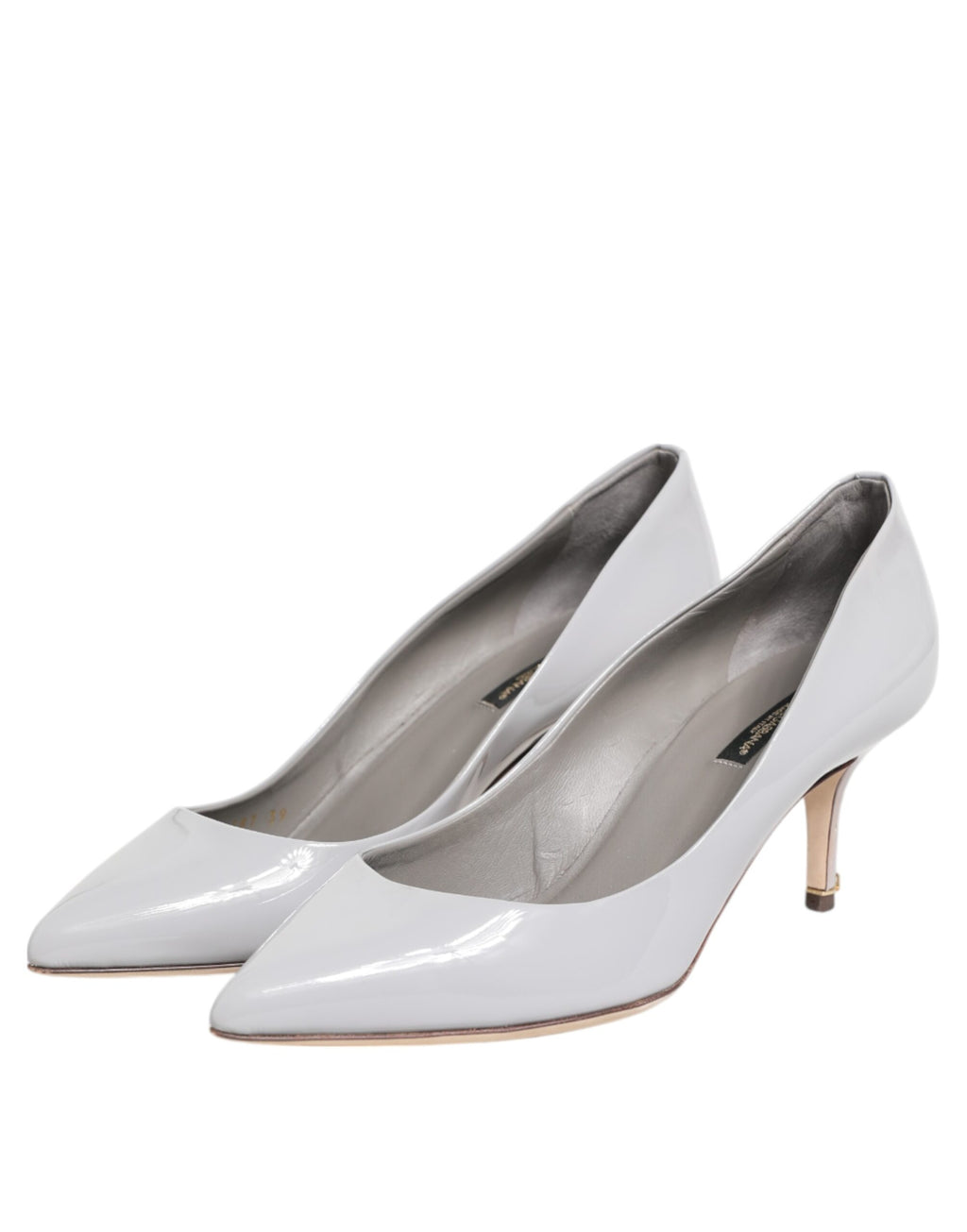 Dolce & Gabbana Light Gray Leather Kitten Heels Pumps Shoes