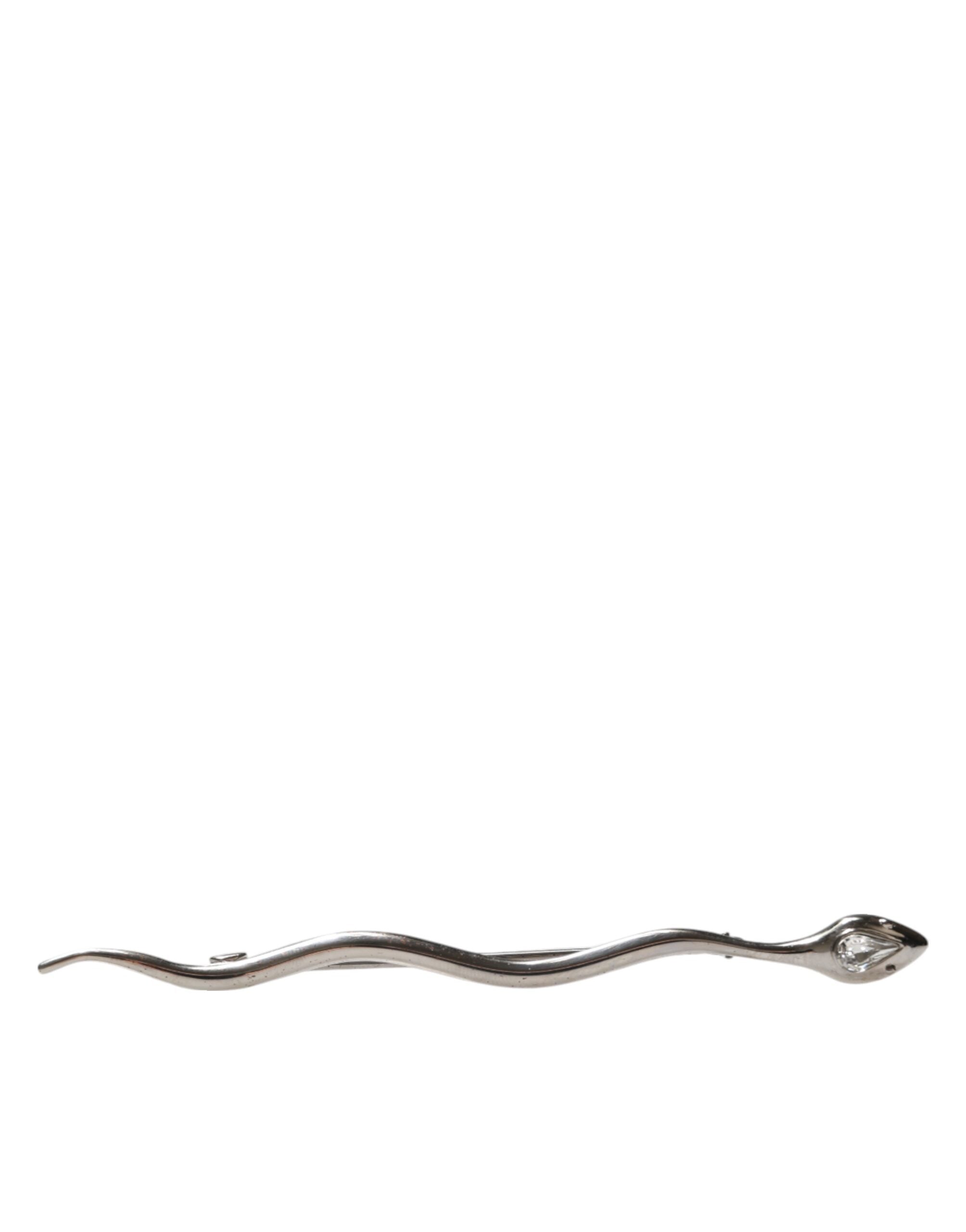 Dolce & Gabbana Broche Pin Serpiente de Latón Plateado con Cristales para Hombre