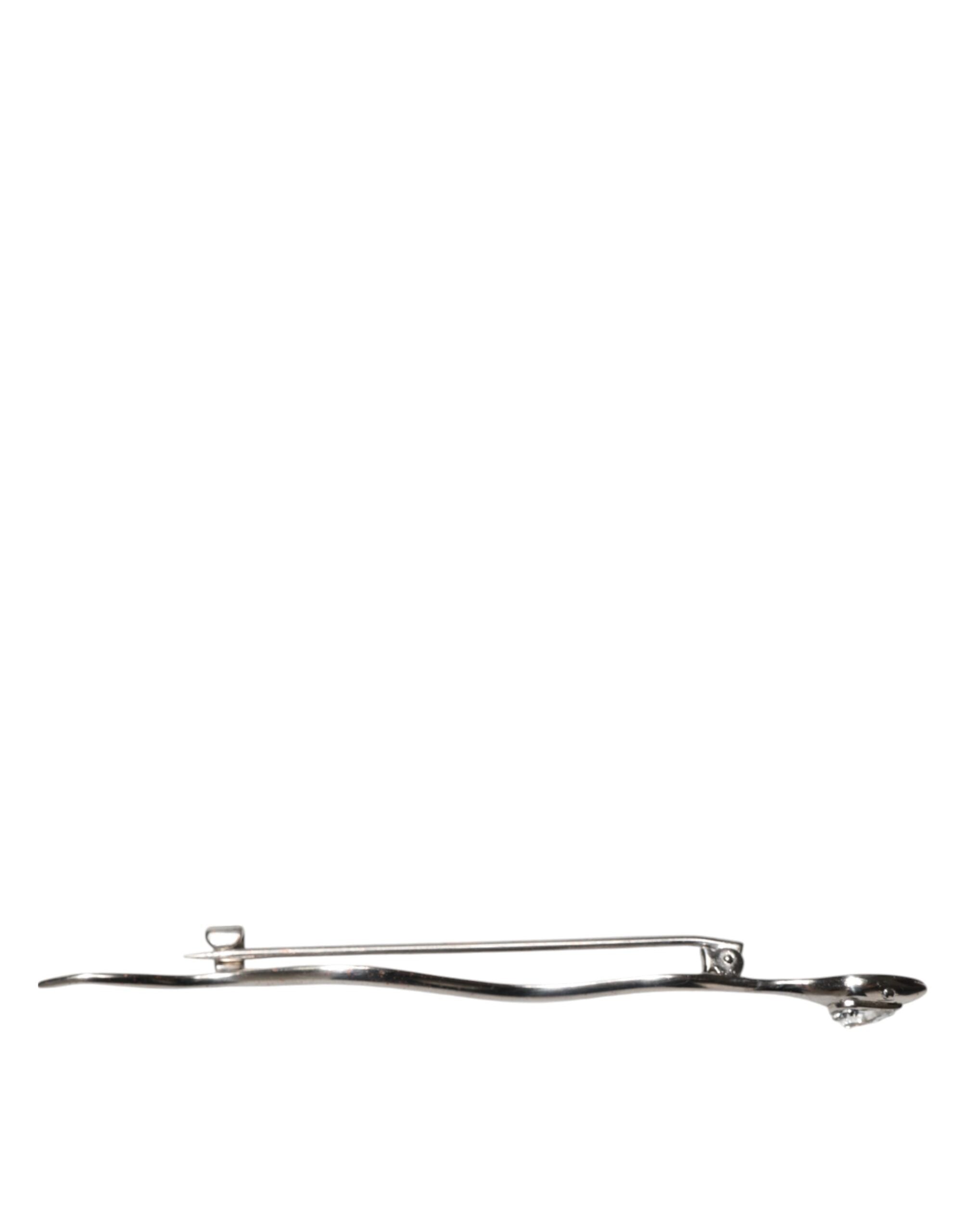 Dolce & Gabbana Broche Pin Serpiente de Latón Plateado con Cristales para Hombre