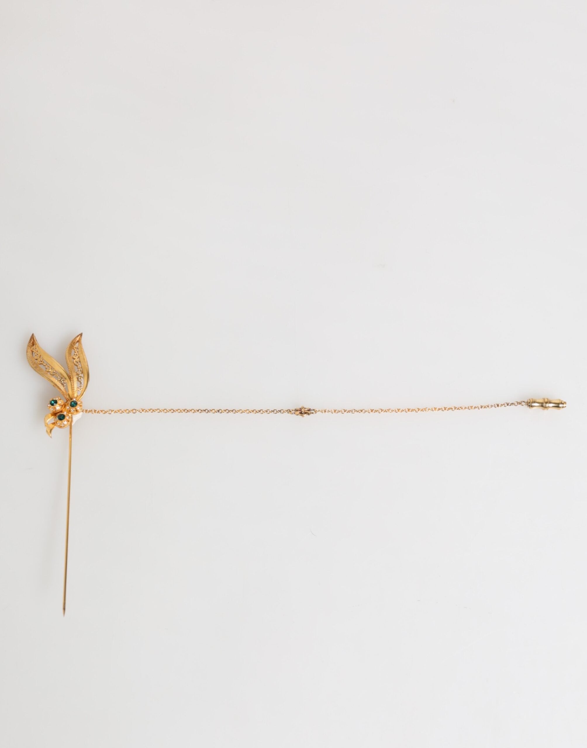 Dolce & Gabbana Gold Tone 925 Sterling Silver Crystal Chain Pin Brooch