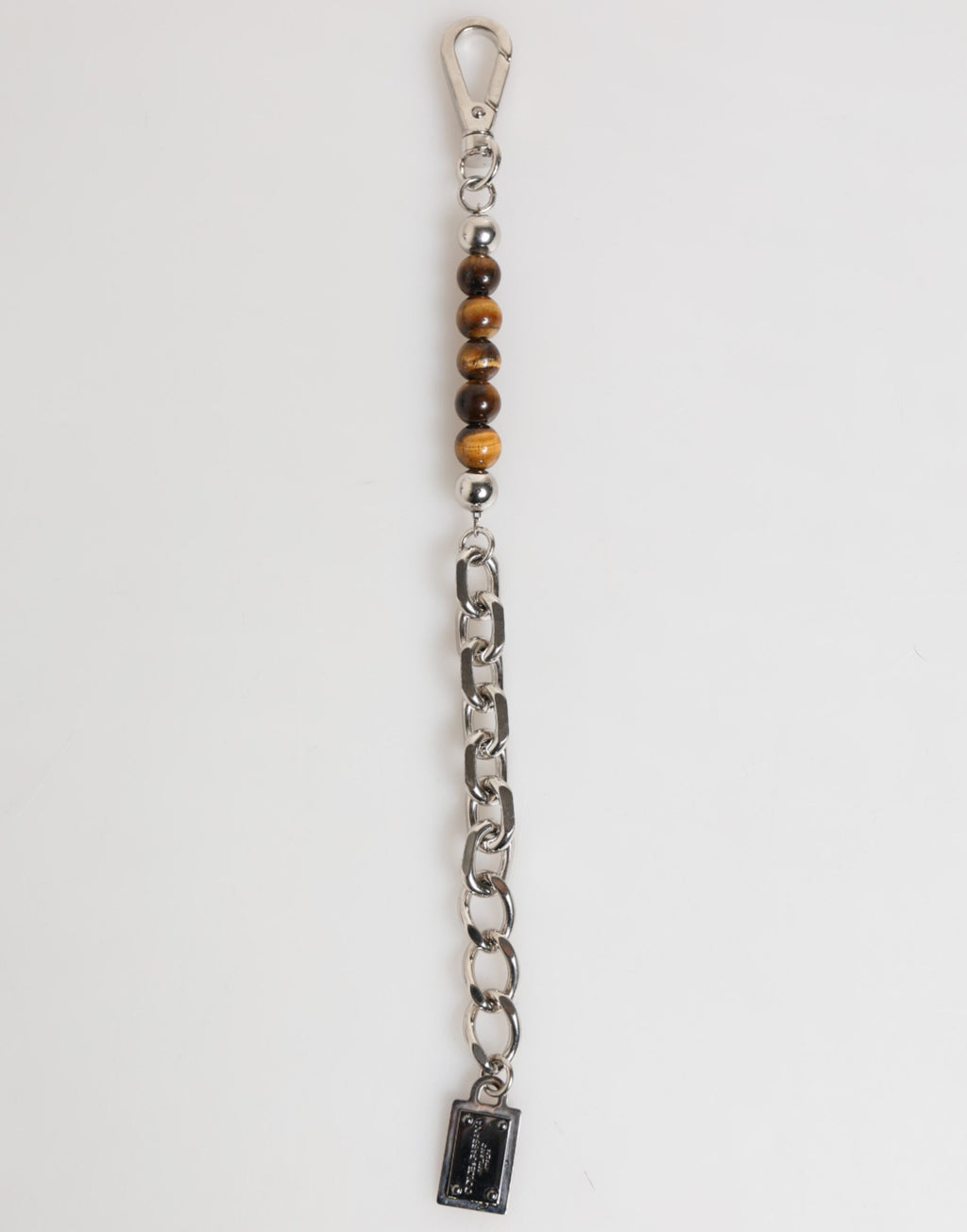 Dolce & Gabbana Silver Chain Brass Beaded Lobster Clasp Logo Men Bracelet