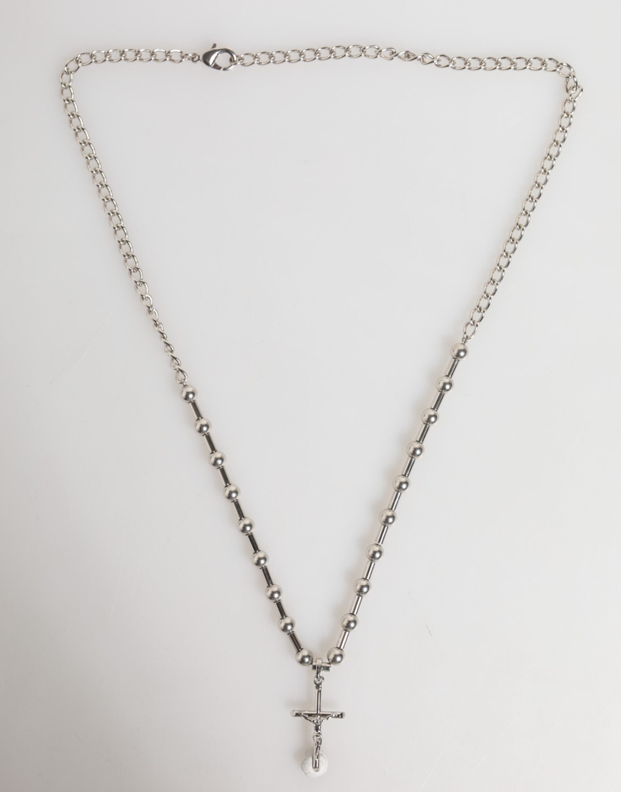 Dolce & Gabbana Silver Tone Brass Chain Religious Cross Pendant Necklace