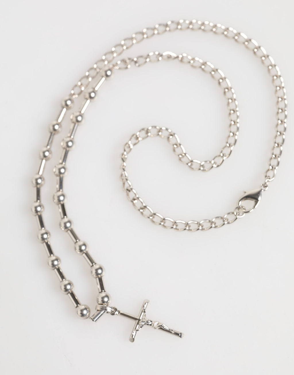 Dolce & Gabbana Silver Tone Brass Chain Religious Cross Pendant Necklace