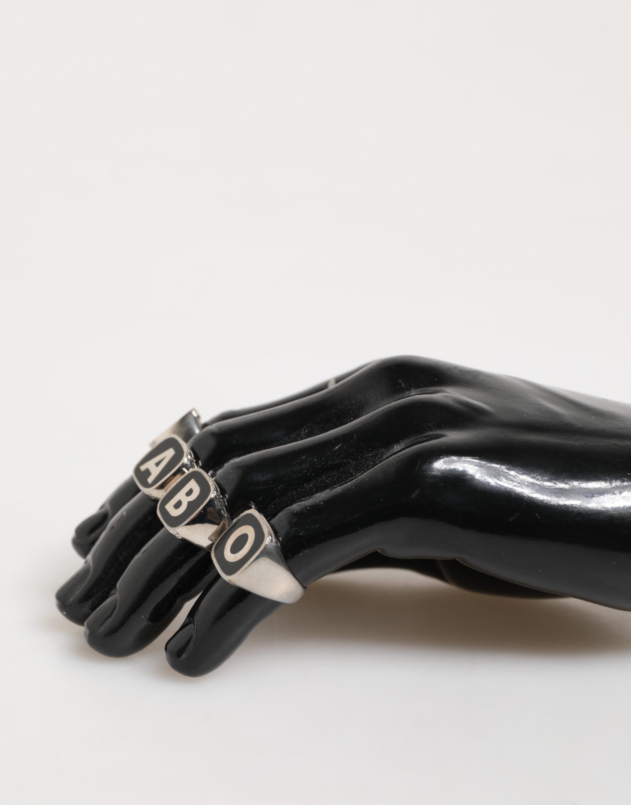 Dolce & Gabbana Silver Tone Brass Lettering Set 5 Pieces Adjustable Ring