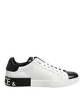 Dolce & Gabbana White Black Leather Portofino Sneaker Shoes