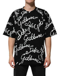 Dolce & Gabbana Black Logo Print Cotton Crew Neck  T-shirt