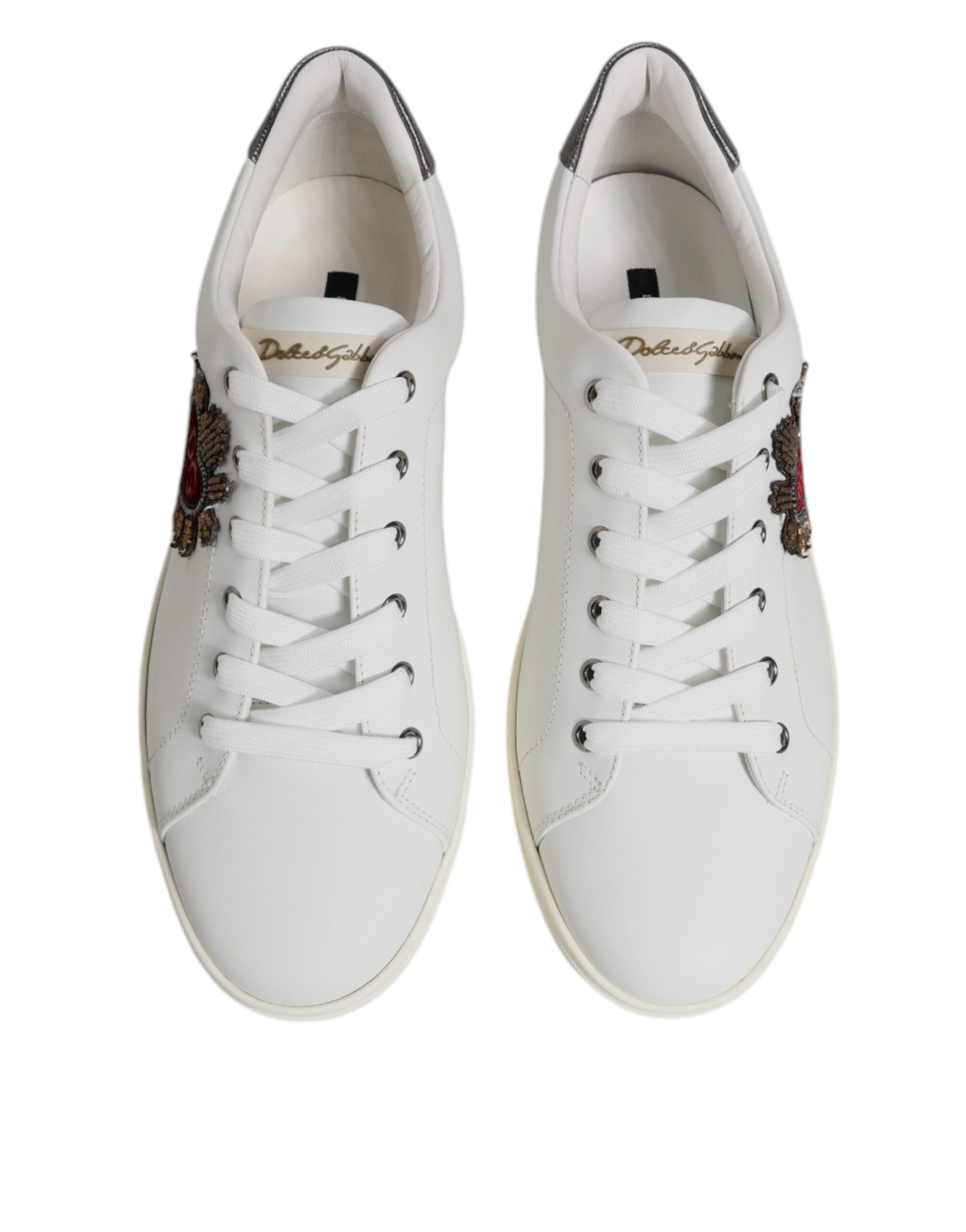 Dolce & Gabbana White Sacred Heart Men Low Top Sneakers Shoes