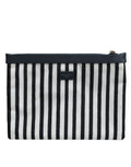 Dolce & Gabbana Black White Striped Logo Plaque Clutch Borse Pouch Bag