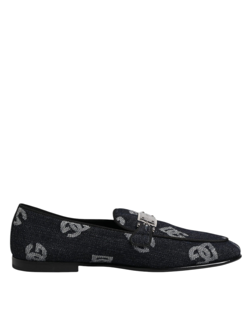 Mocasines de algodón azul con logotipo de Dolce & Gabbana Zapatos de vestir formales