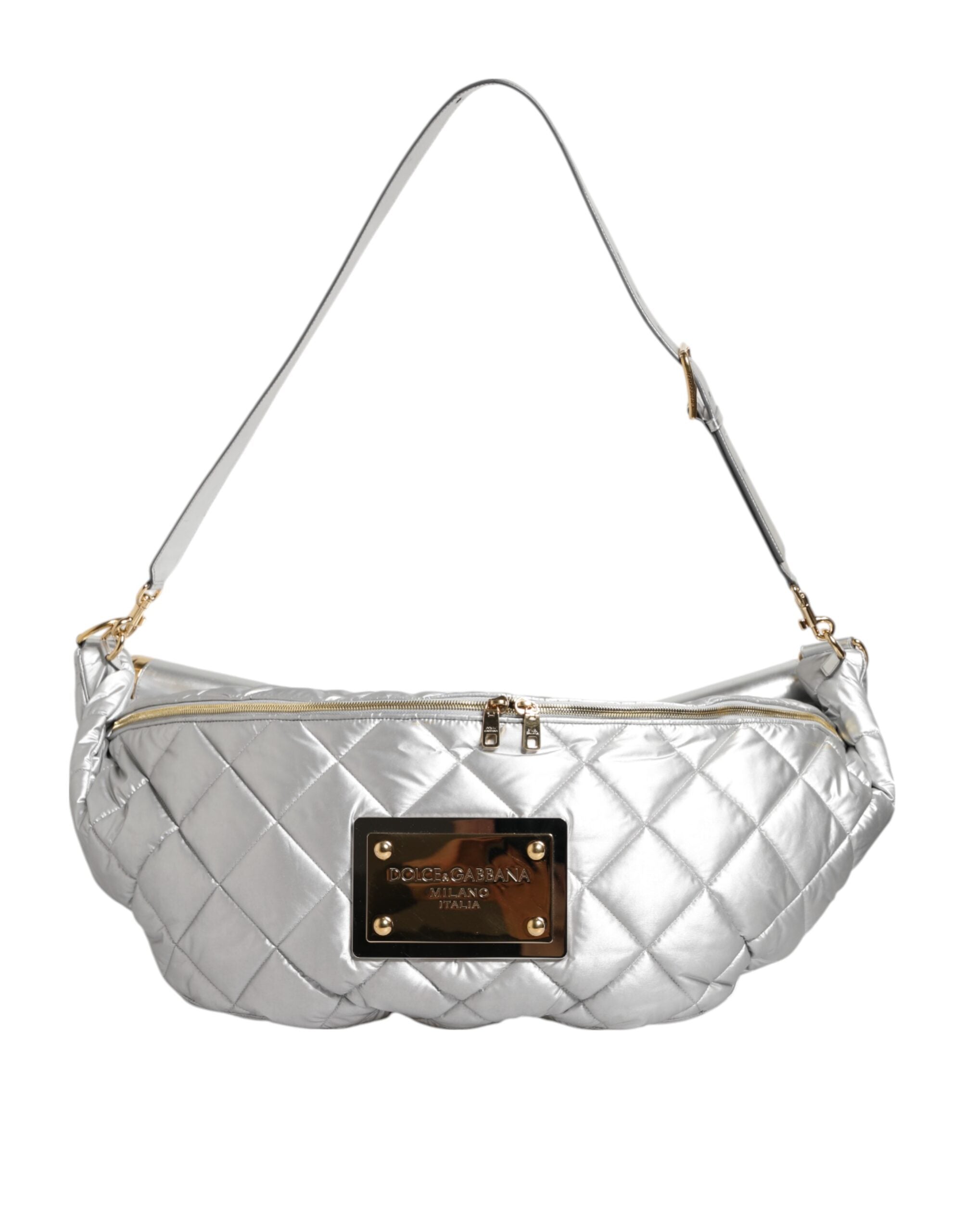 Dolce & Gabbana Silver Quilted Filled Crossbody Shoulder Bag SICILY Bag