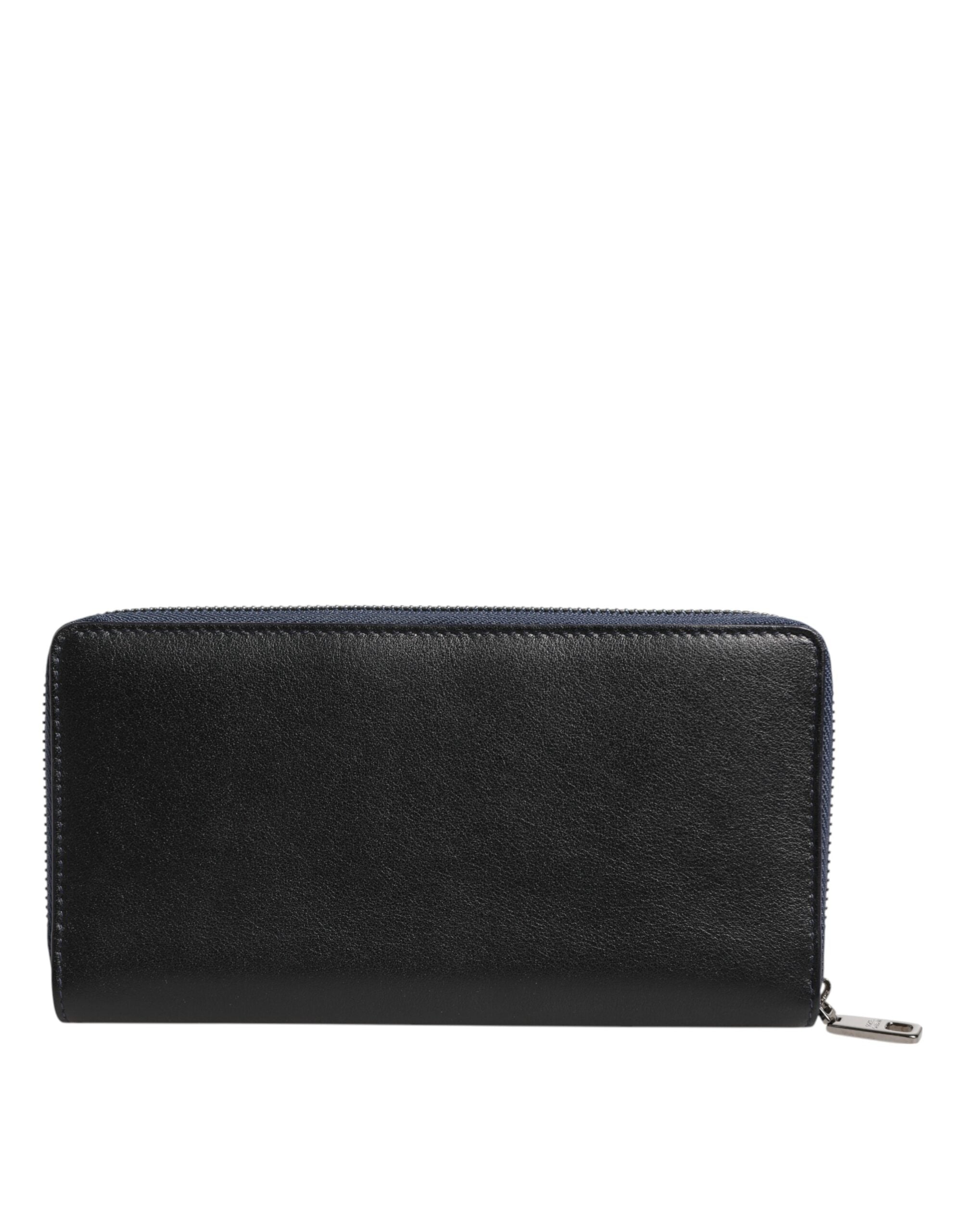 Dolce & Gabbana Cartera continental para hombre de piel exótica en negro y azul