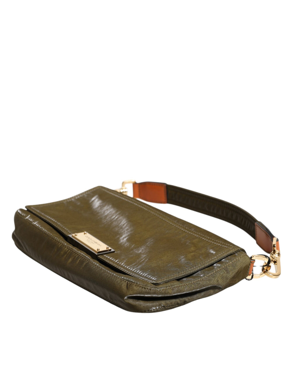 Dolce & Gabbana Dark Green Nylon Logo Plaque Shoulder Strap Borse Bag