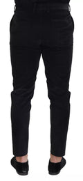 Dolce & Gabbana Black Stretch Cotton Slim Trousers Chino Pants