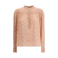 Camisa de seda rosa claro estampada Kristina Ti