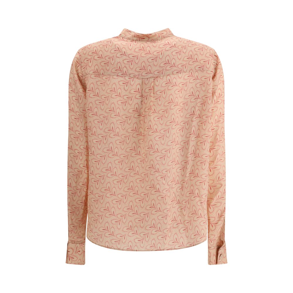Camisa de seda rosa claro estampada Kristina Ti