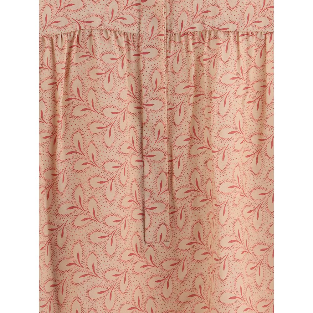 Camisa de seda rosa claro estampada Kristina Ti