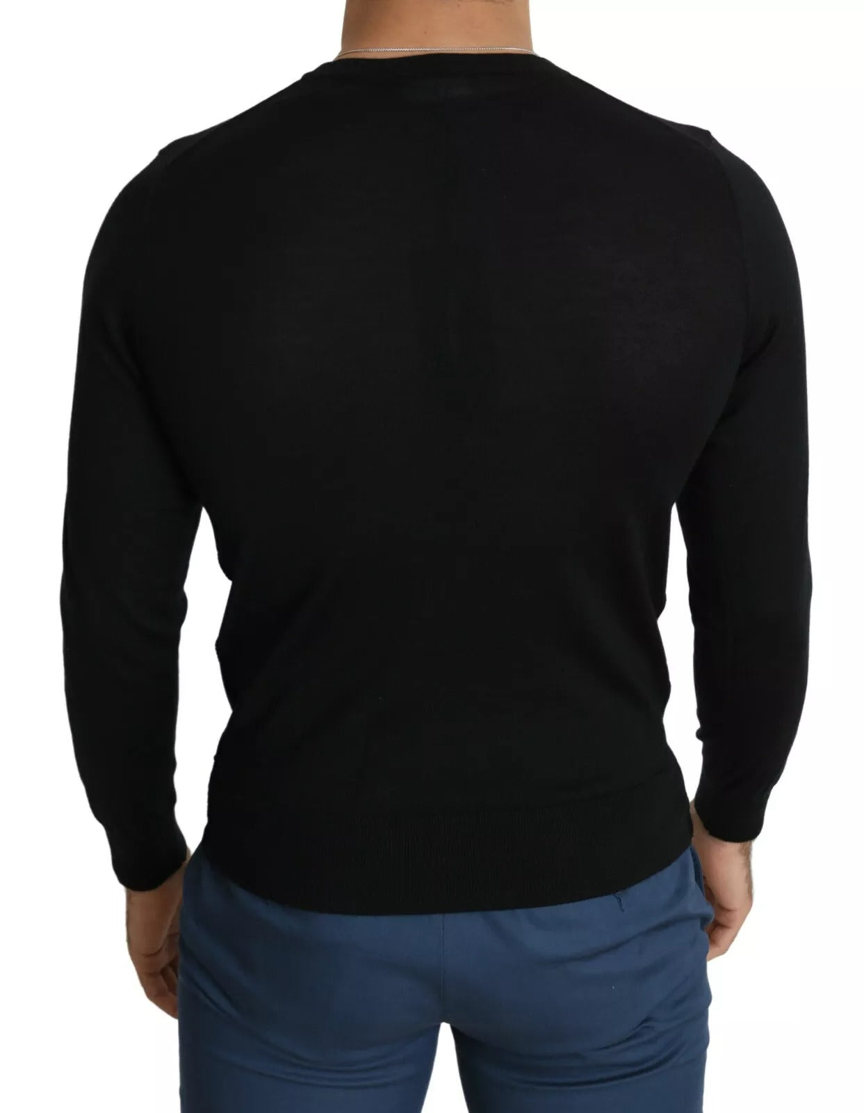 Suéter tipo jersey de cuello redondo de cachemir negro Dolce & Gabbana