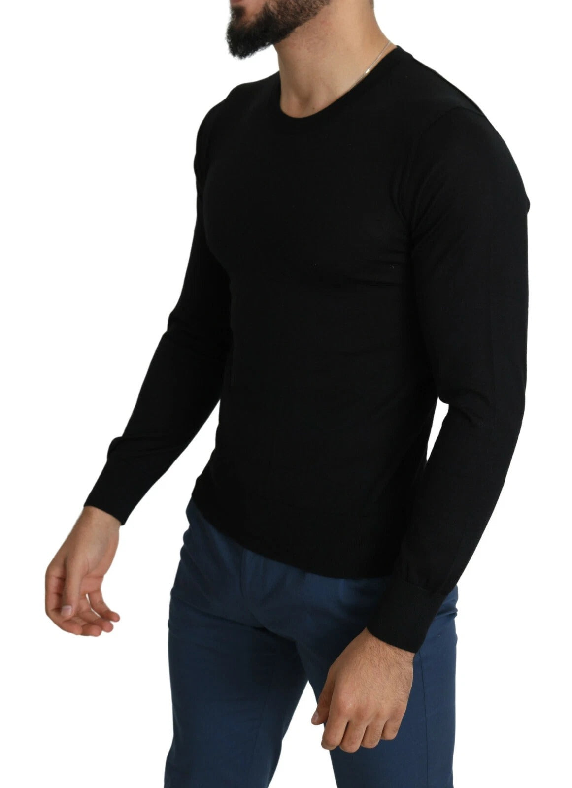 Suéter tipo jersey de cuello redondo de cachemir negro Dolce & Gabbana