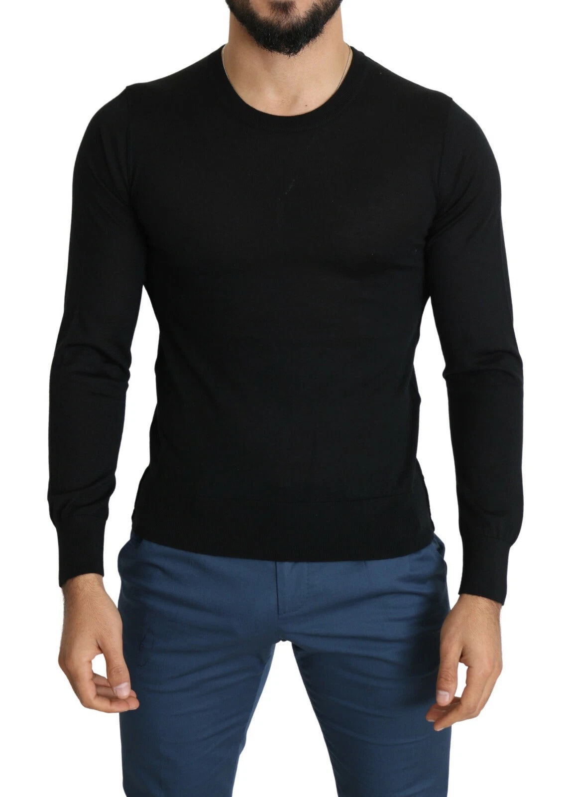 Suéter tipo jersey de cuello redondo de cachemir negro Dolce & Gabbana