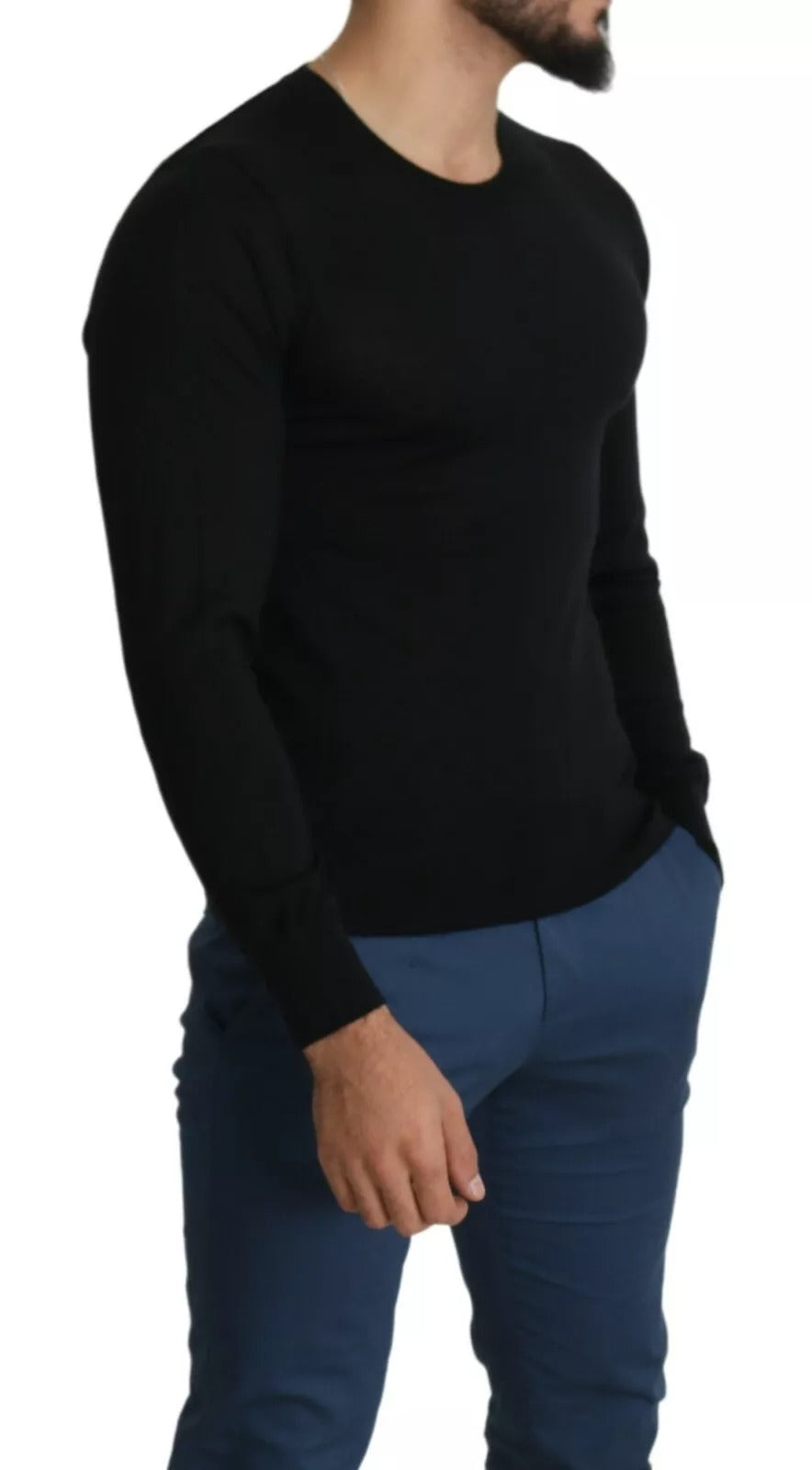 Dolce & Gabbana Black Cashmere Crewneck Pullover Sweater