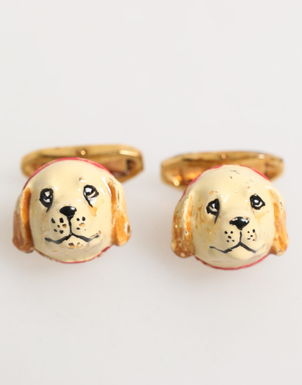 Dolce & Gabbana Brass Gold Tone Dog Puppy Men's Accessories Cufflink