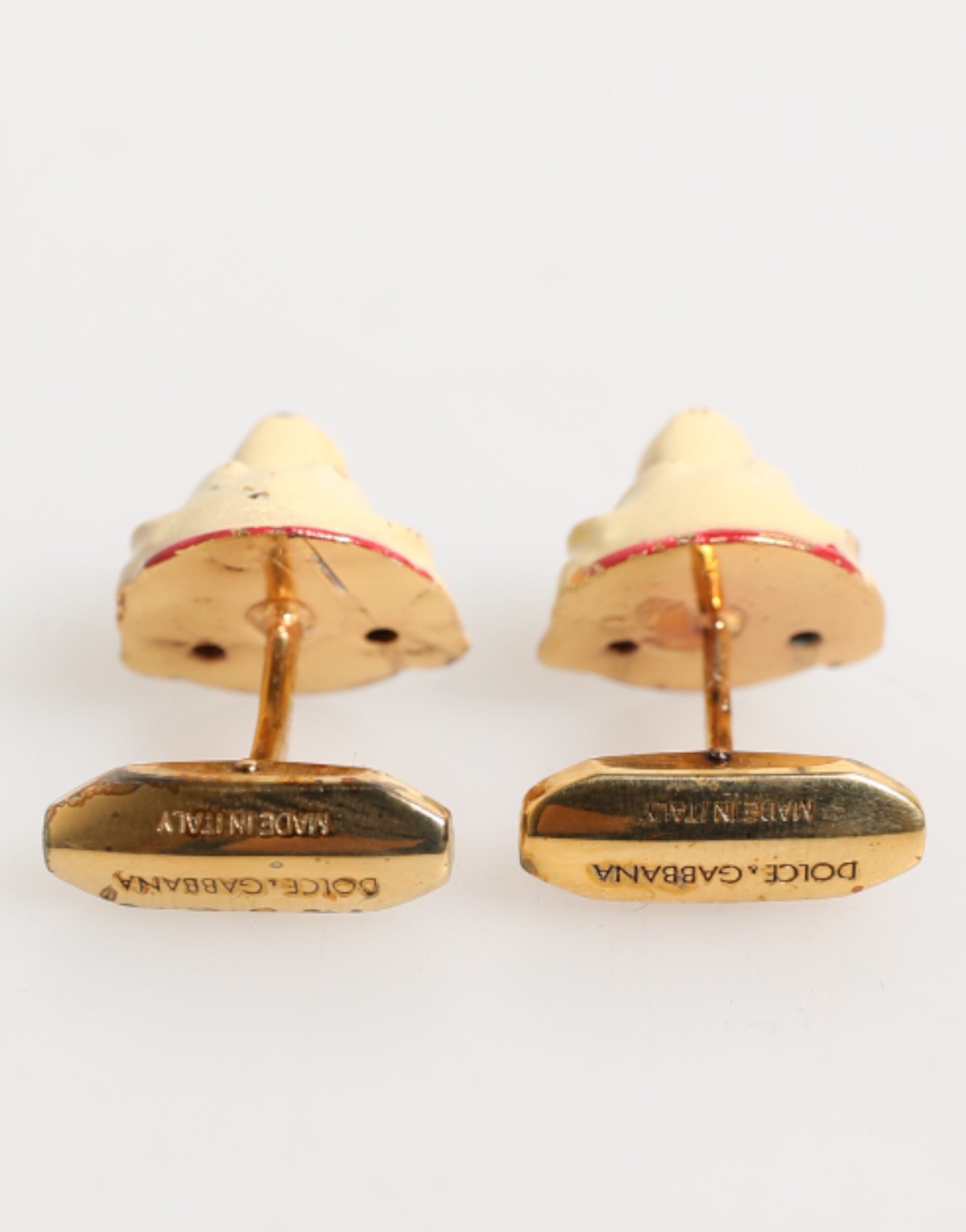 Dolce & Gabbana Brass Gold Tone Dog Puppy Men's Accessories Cufflink