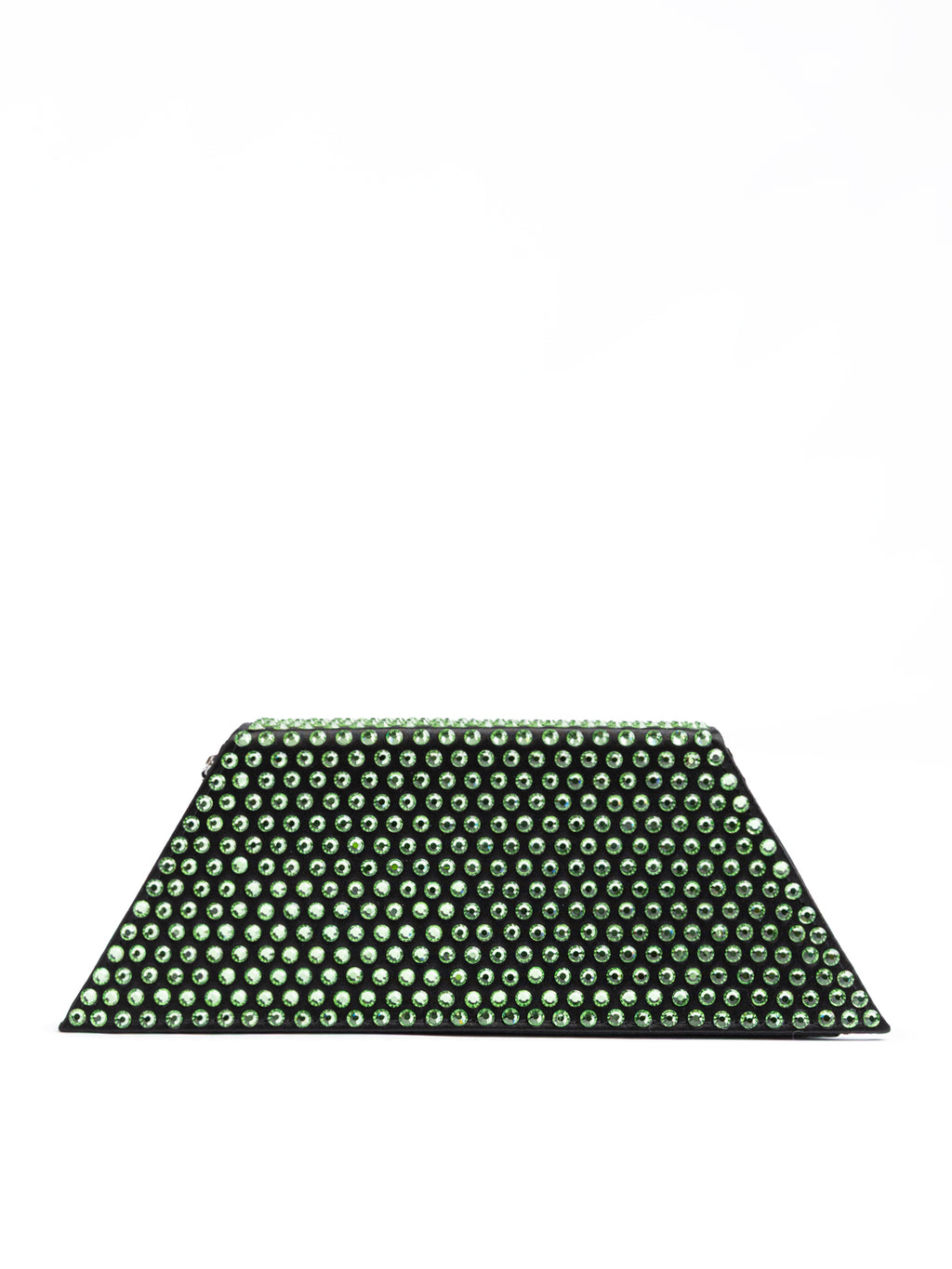 Amina Muaddi Mini Black Satin And Green Crystals Shoulder Bag