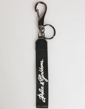 Dolce & Gabbana Black White Polyester DG Logo Silver Men Keychain Keyring