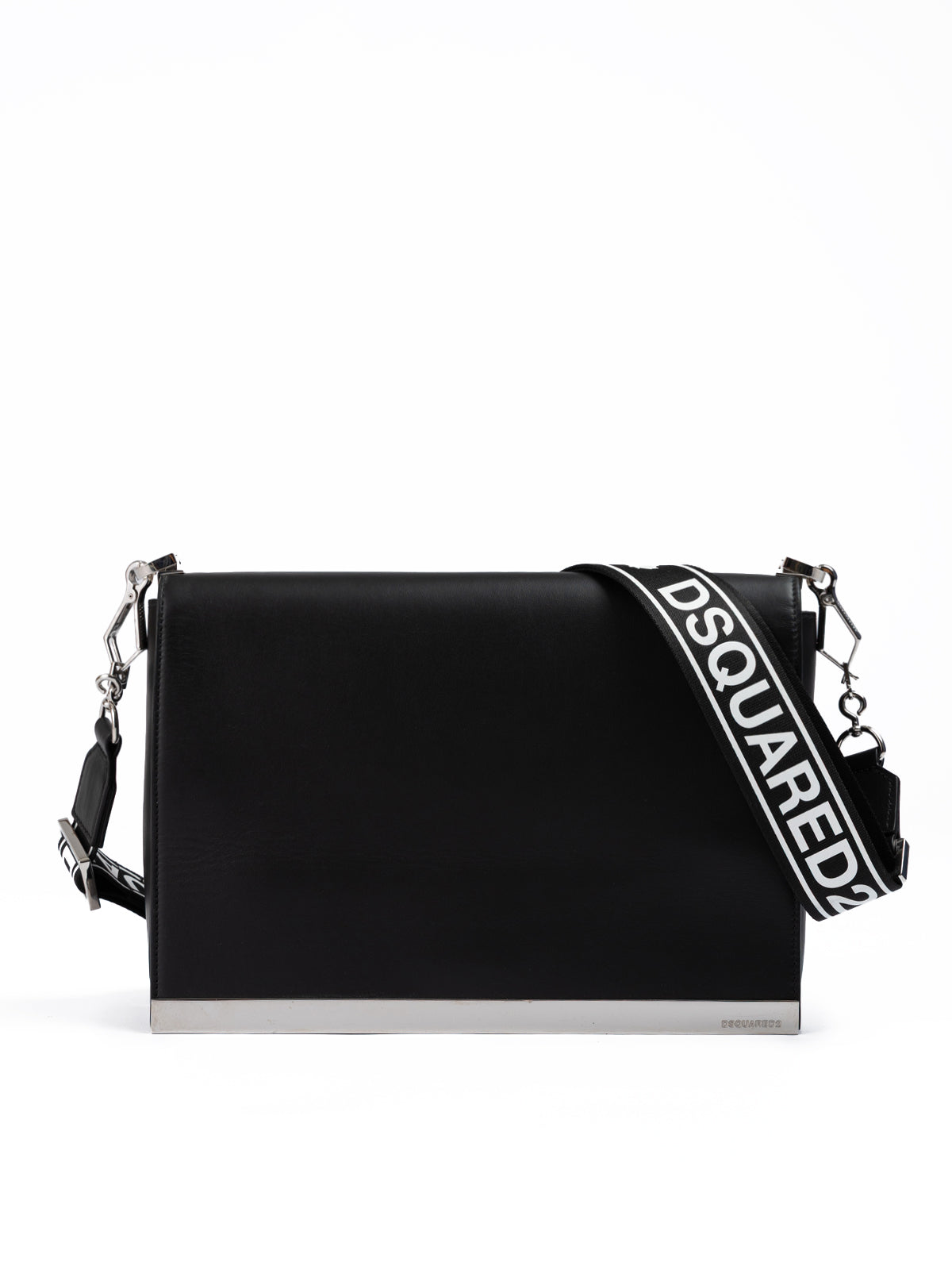 Dsquared² Black Leather Messenger Bag