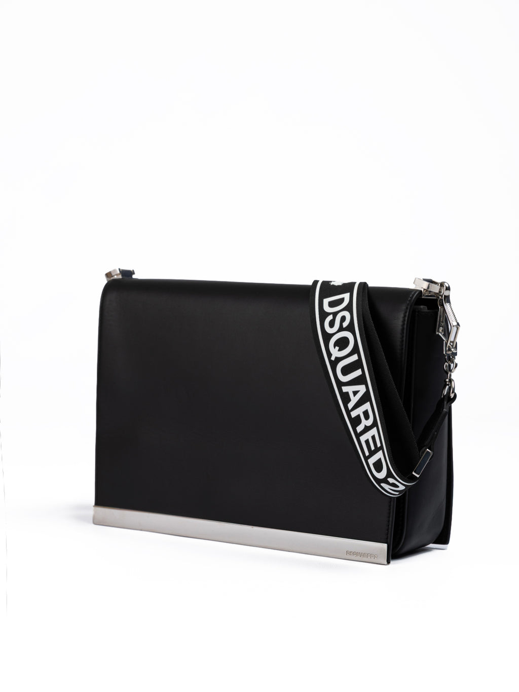 Dsquared² Black Leather Messenger Bag