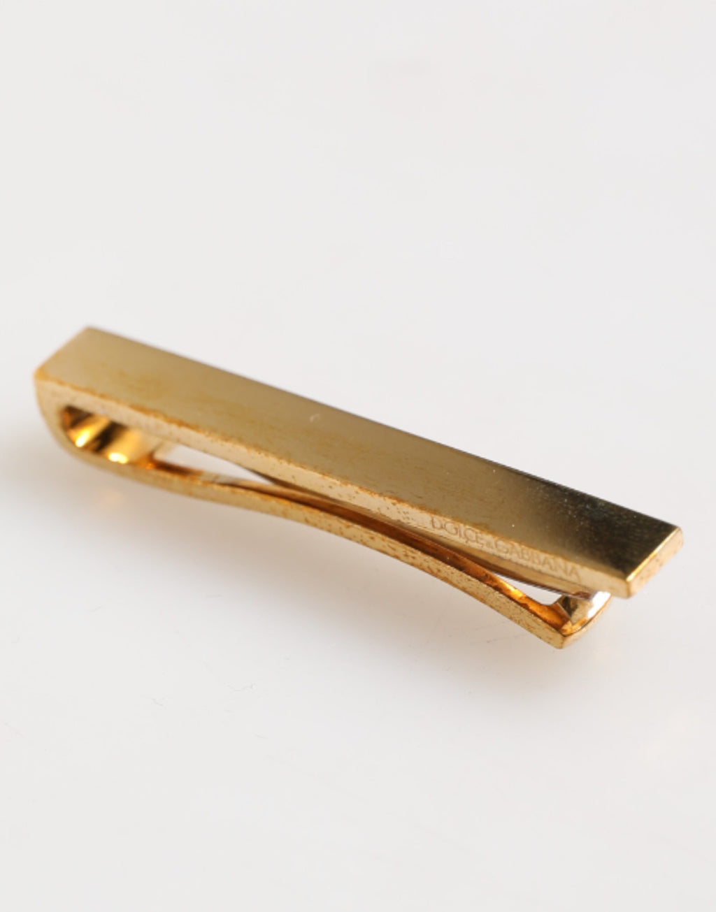 Dolce & Gabbana Gold Tone Brass Logo Branded Men Accessory Tie Clip Bar