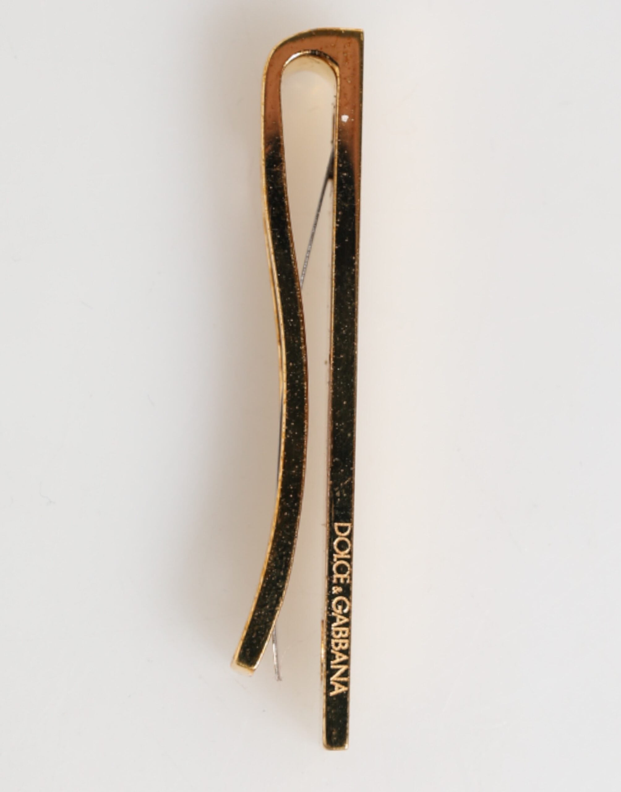 Dolce & Gabbana Gold Tone Brass Logo Branded Men Accessory Tie Clip Bar