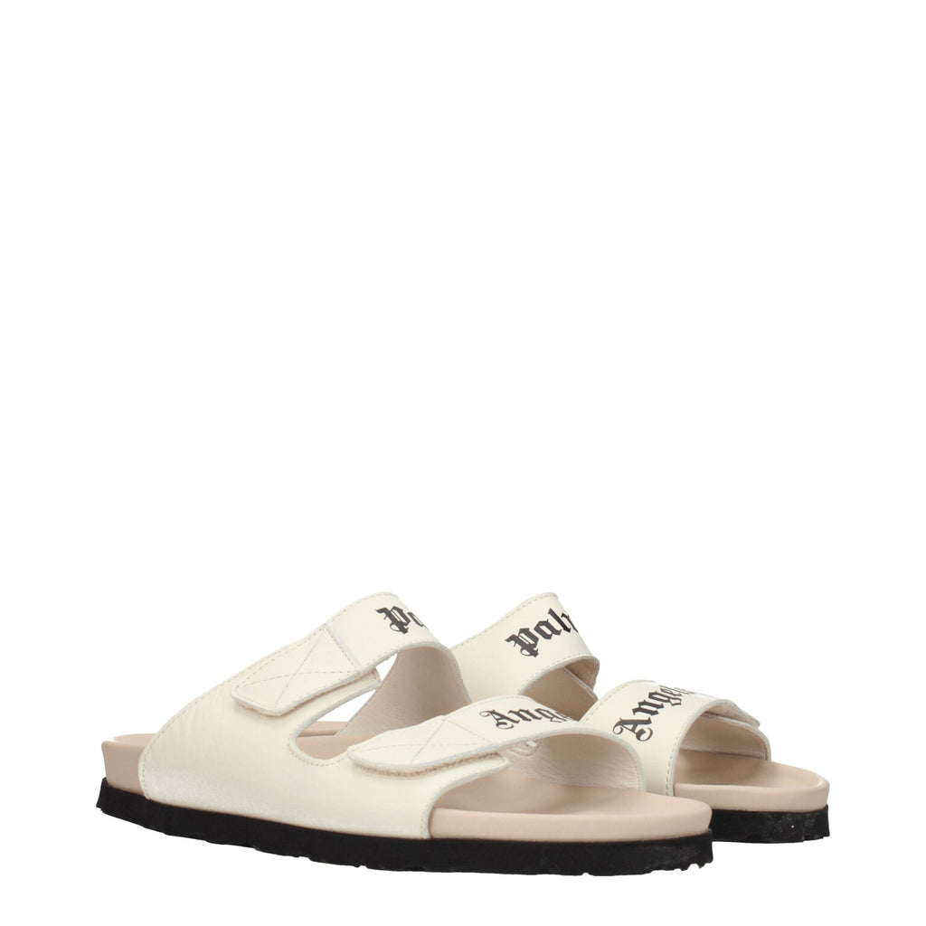 Palm Angels Beige Leather Slippers Sandals