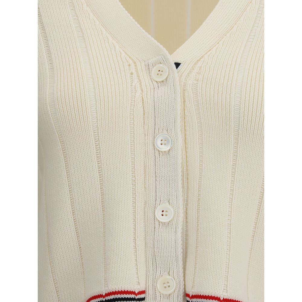 Thom Browne Ladder Full Needle Rib Stitch V Neck Car
