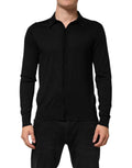 Dolce & Gabbana Black Silk Button Up Lightweight Sweater