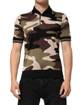 Dolce & Gabbana Camouflage Brown Silk MilitaryPolo T-shirt
