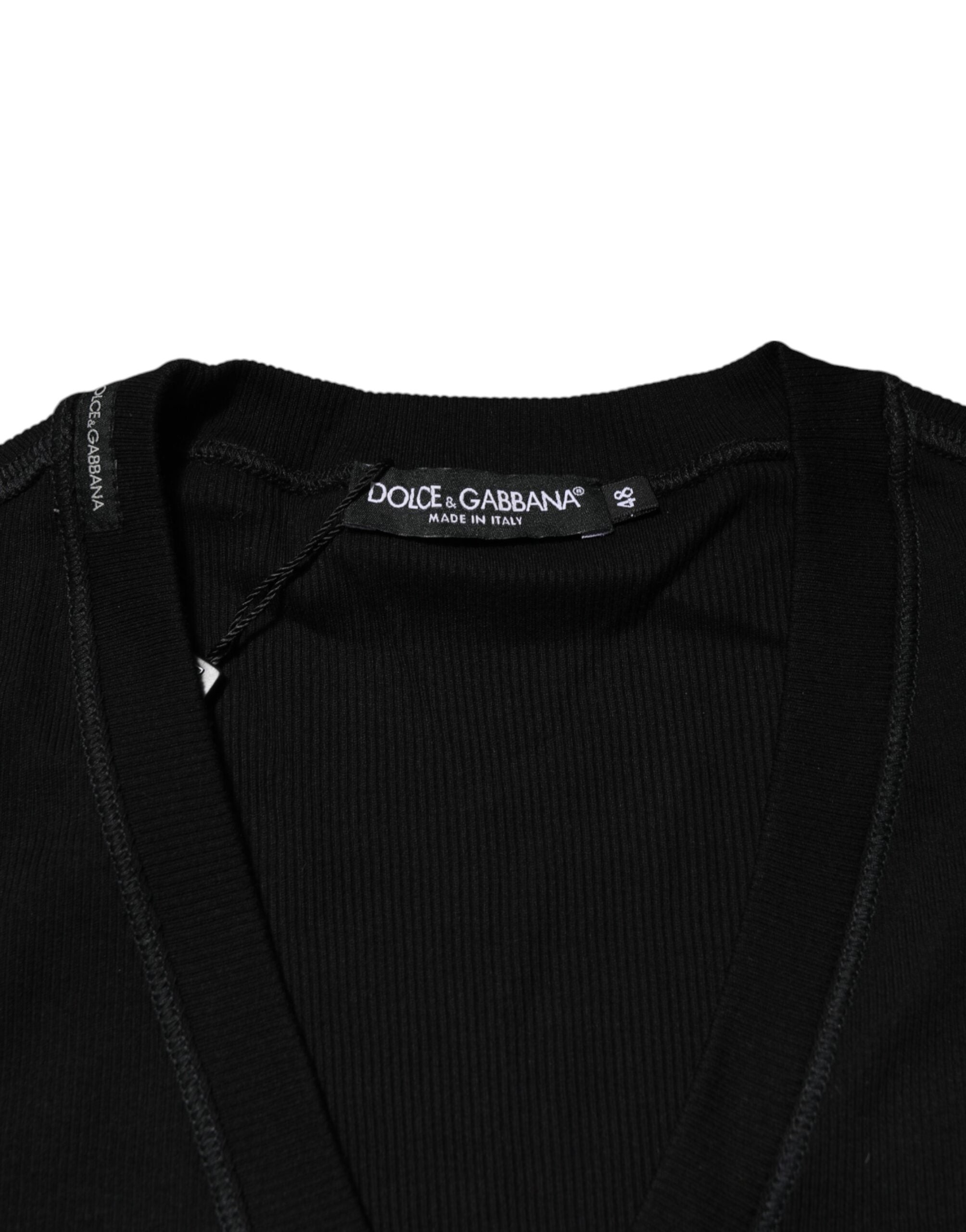 Dolce & Gabbana Black Cotton Button Up Men Cardigan Sweater