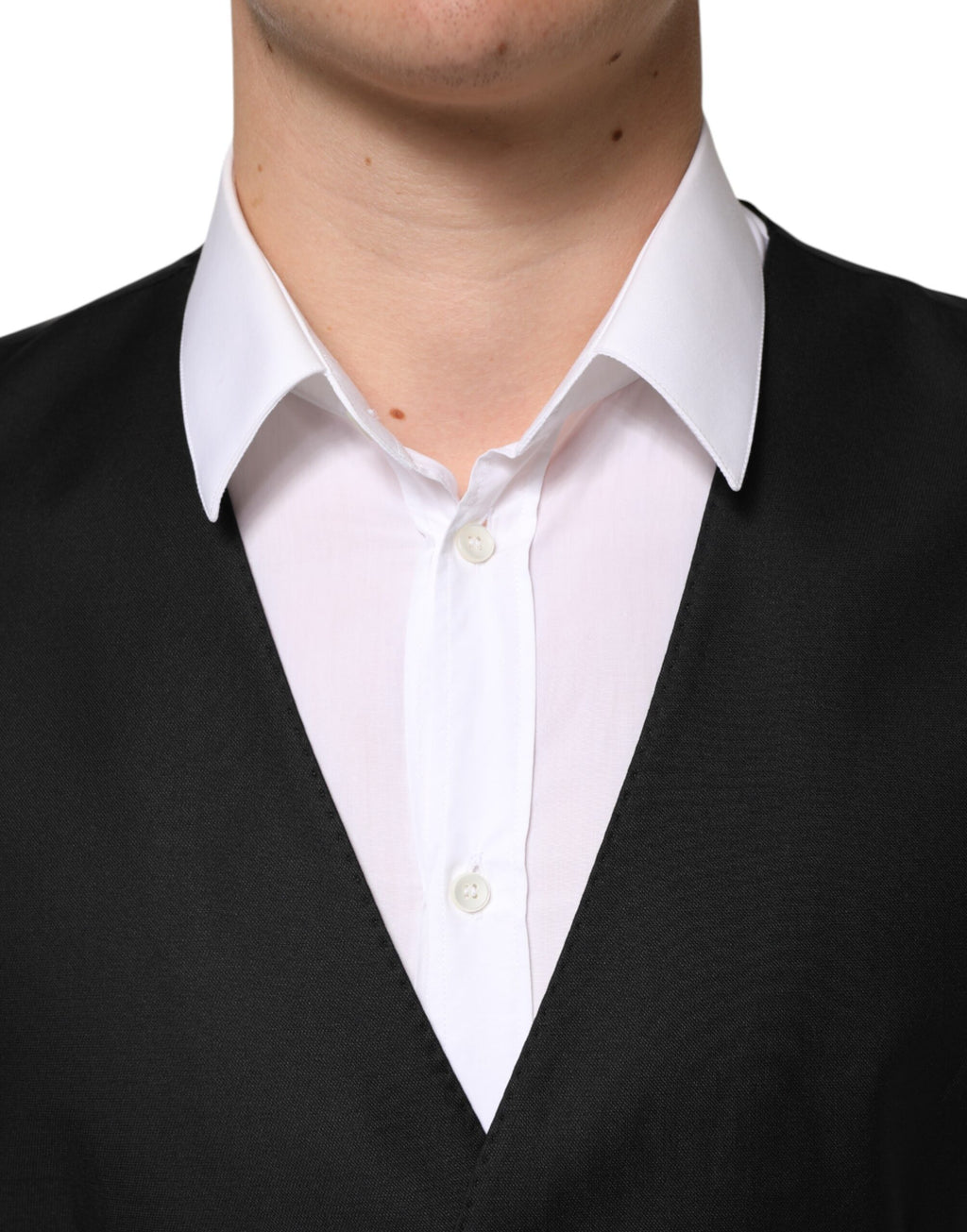 Dolce & Gabbana Black Wool Dress Formal Men Waistcoat Vest