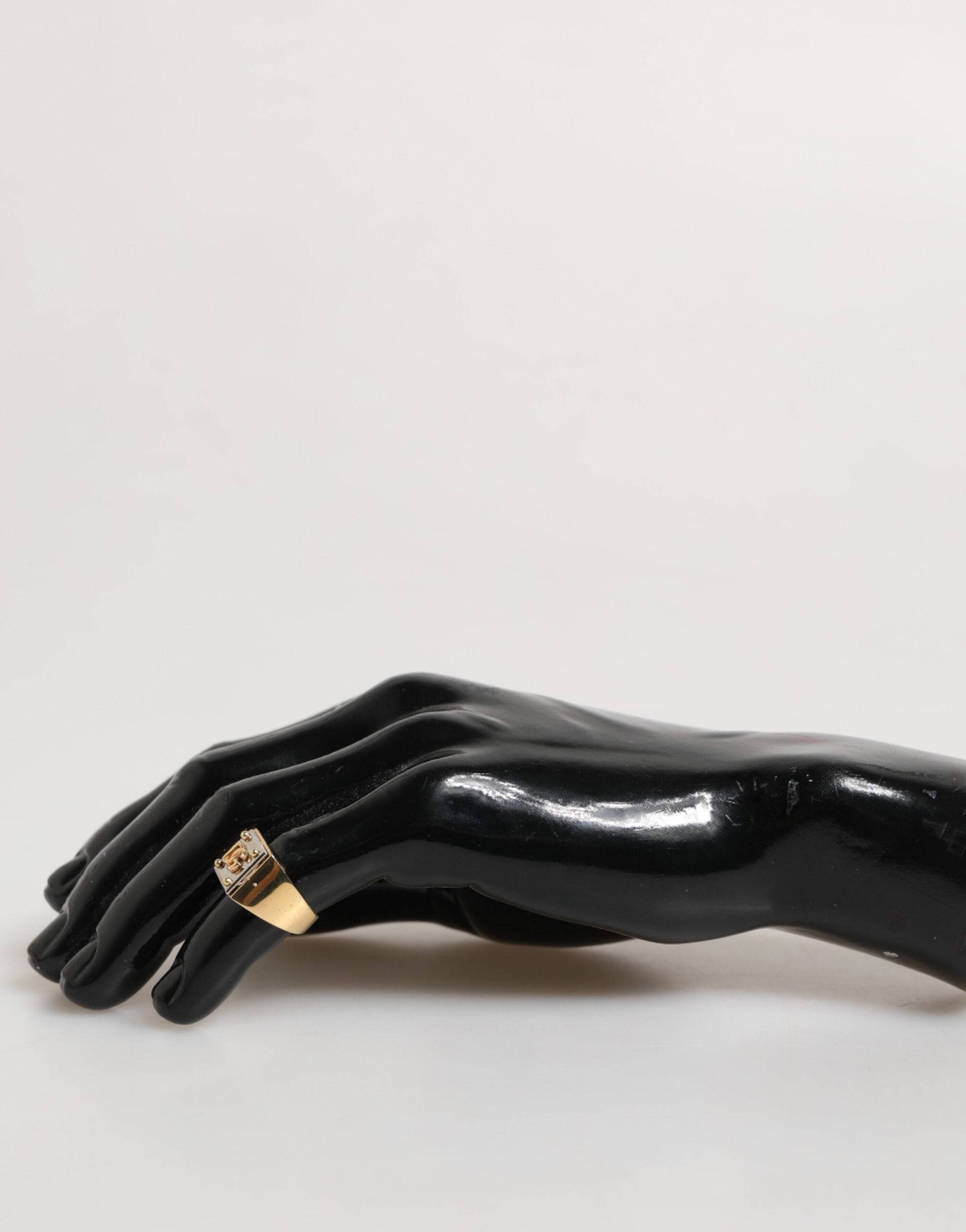 Dolce & Gabbana Gold Tone Brass Signet Square DG Logo Plaque Men Ring