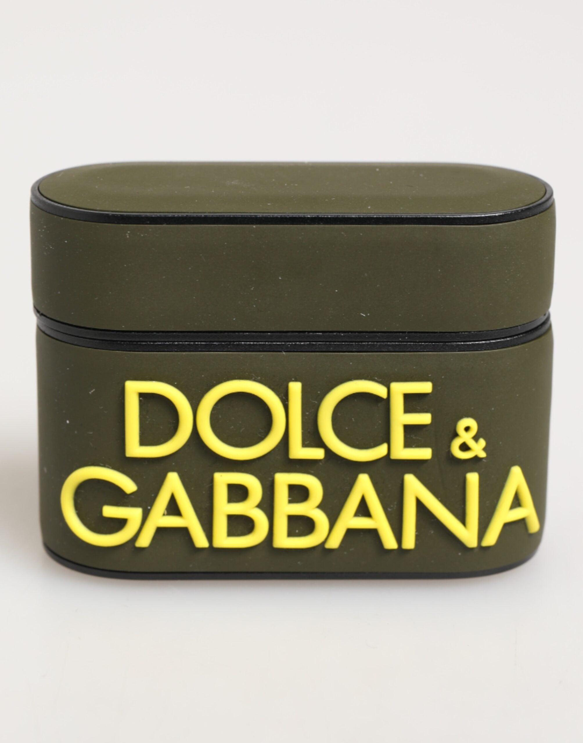 Dolce & Gabbana Army Green Rubber Logo Embossed Accessory  Airpods Case