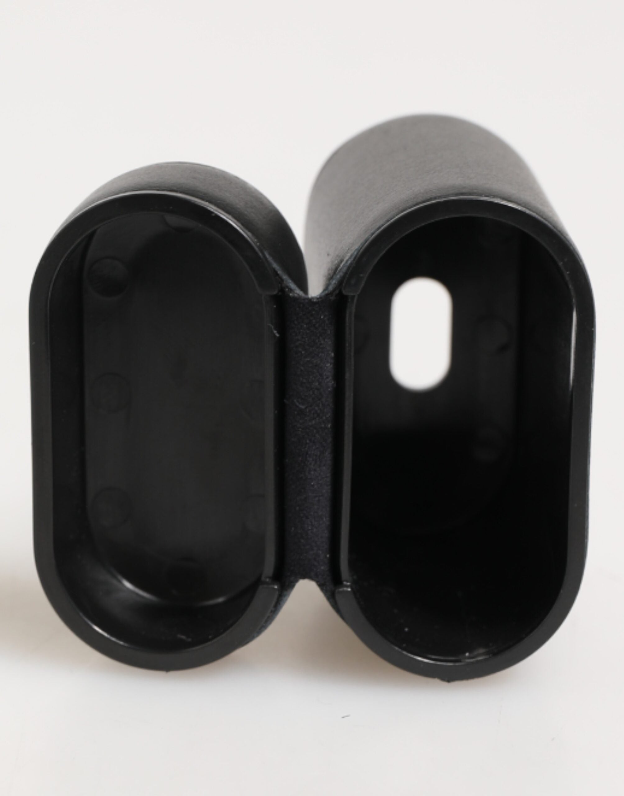 Dolce & Gabbana Black Calfskin Leather Logo Print Flip Holder Airpods Case