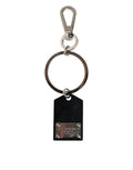 Dolce & Gabbana Black Sint Glass Plaque DG Logo Metal PlateKeychain Keyring