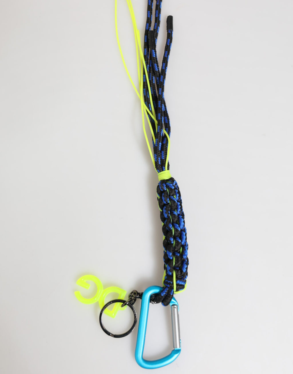 Dolce & Gabbana Blue Yellow Leather Tape String DG Logo Keychain Keyring