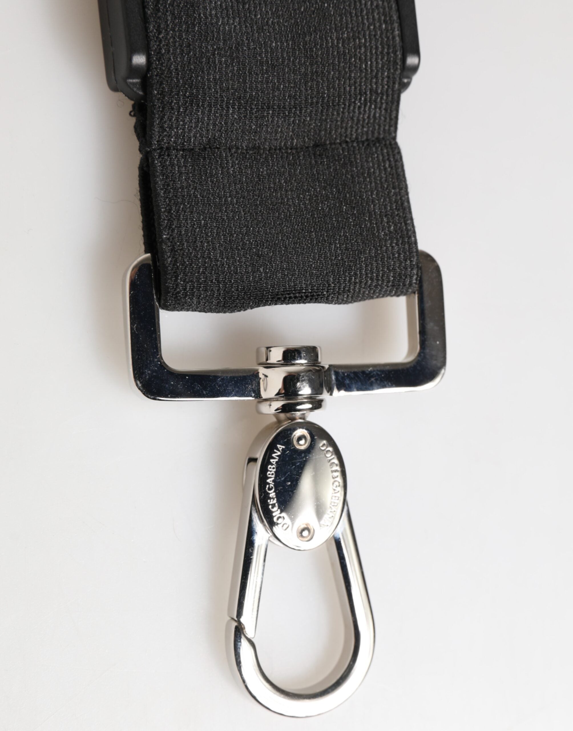 Dolce & Gabbana Black Polyester Stretch Rubberised DG Logo Men Keychain
