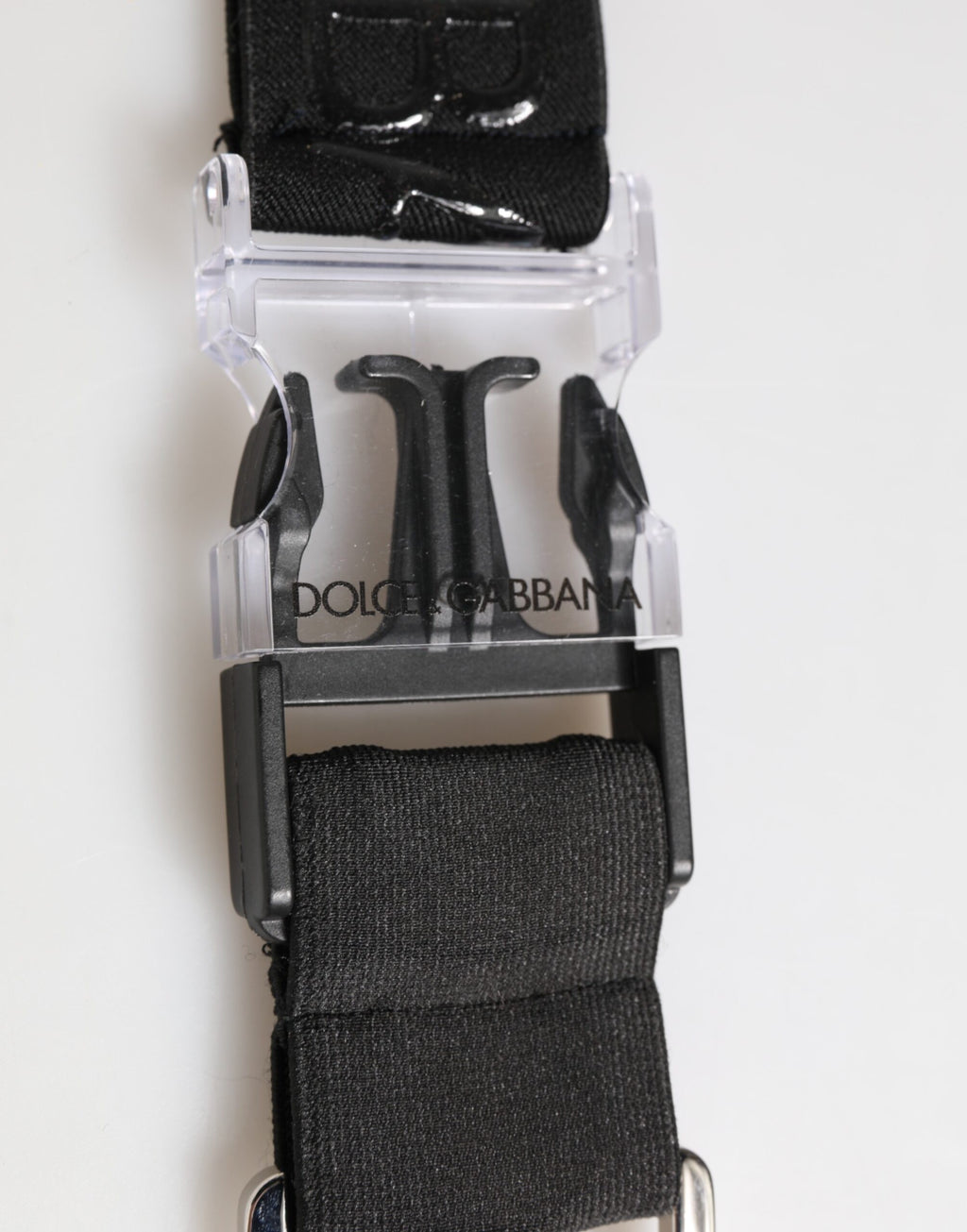 Dolce & Gabbana Black Polyester Stretch Rubberised DG Logo Men Keychain