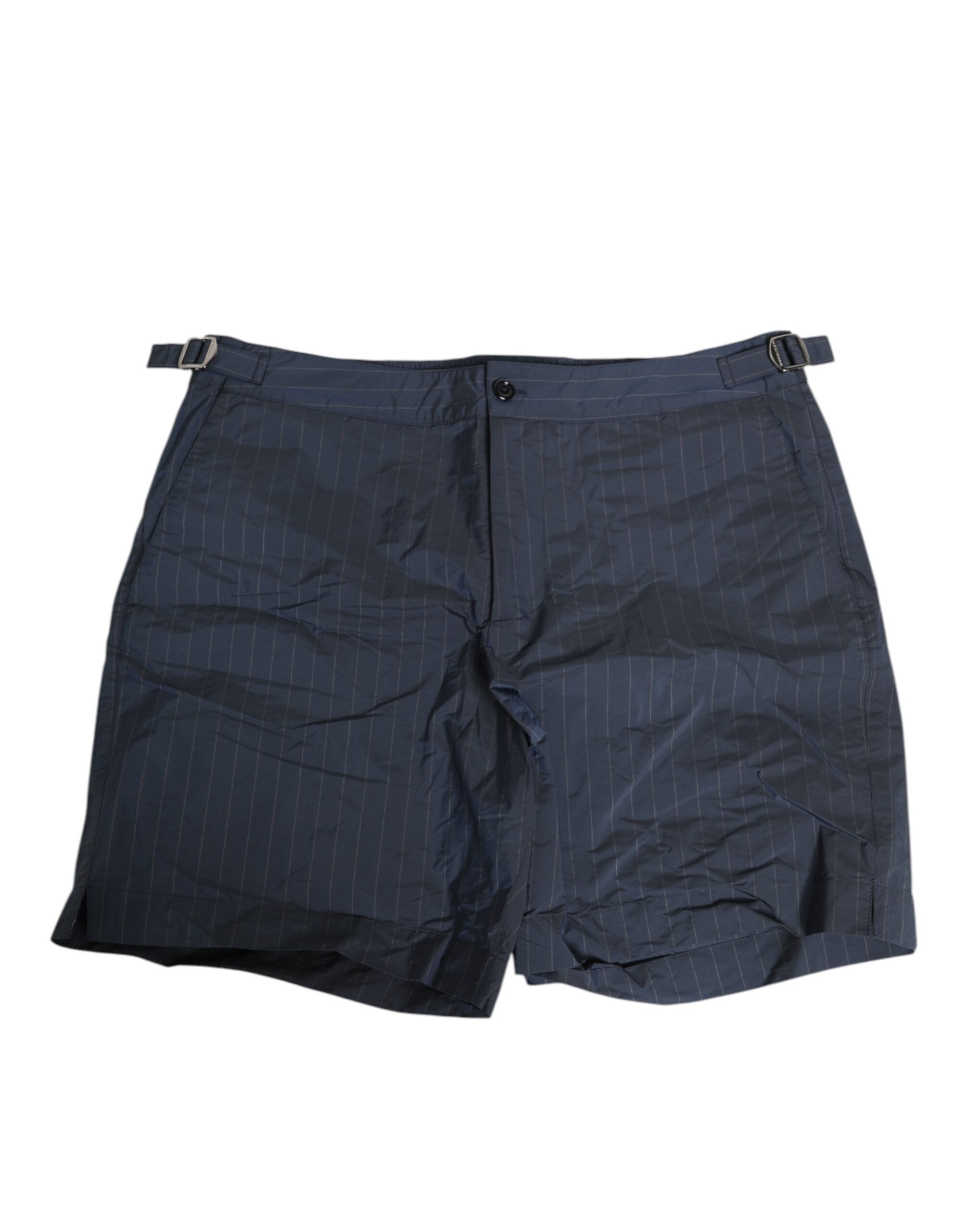 Dolce & Gabbana Navy Blue Polyester Pinstripe Men Shorts Swimwear
