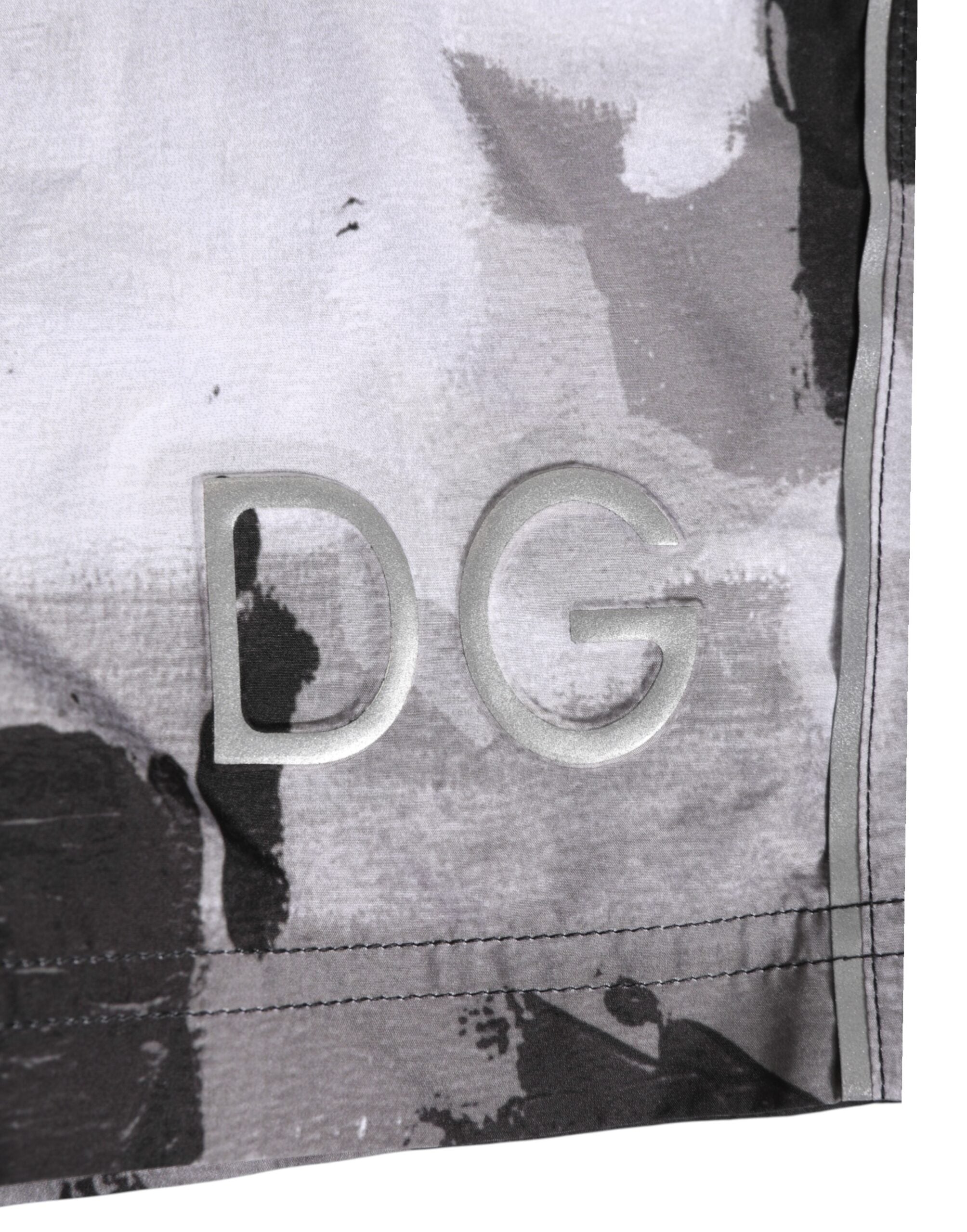 Dolce & Gabbana Black White Camouflage DG Logo Men Swimwear