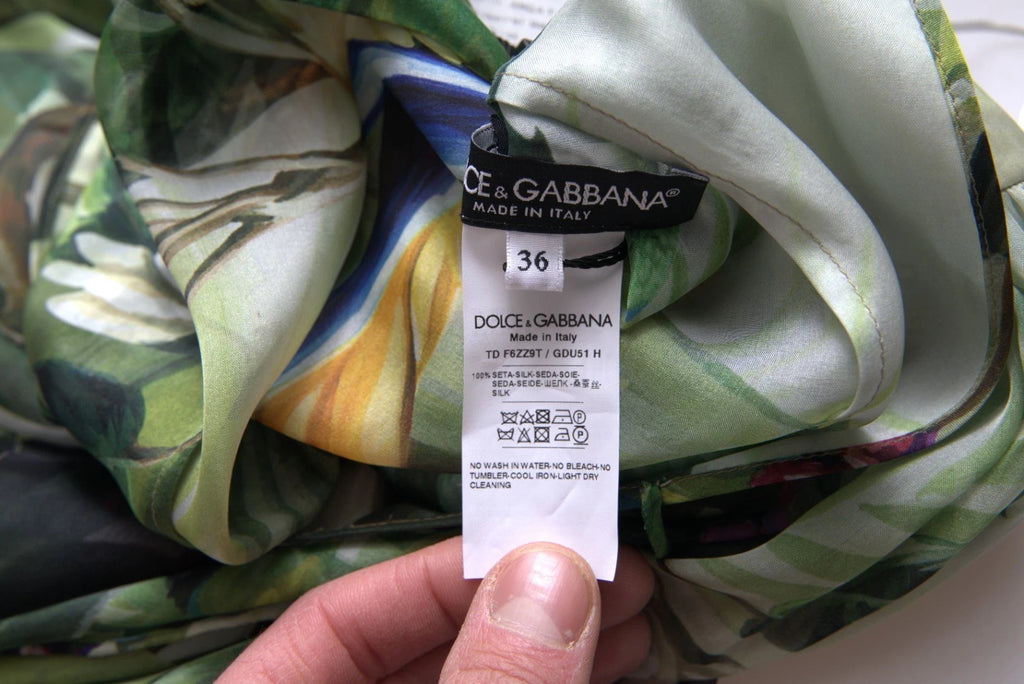 Vestido largo de seda multicolor con estampado Jungle para mujer de Dolce & Gabbana